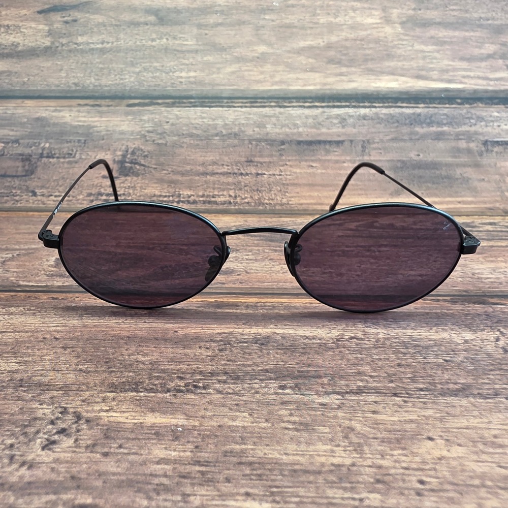 Village 6215 RBL Black Oval Metal Sunglasses Made in Italy 49-20-145